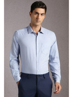 Louis Philippe - Men Light Blue Stripes Full Sleeves Formal Shirt