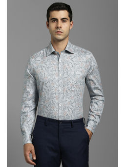 Louis Philippe - Men Grey Floral Print Full Sleeves Party Shirt