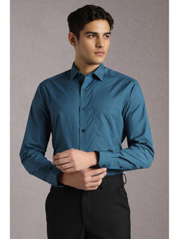Louis Philippe - Men Teal Print Full Sleeves Formal Shirt