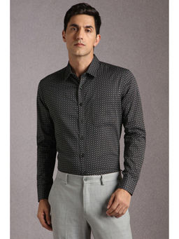 Louis Philippe - Men Black Print Full Sleeves Formal Shirt