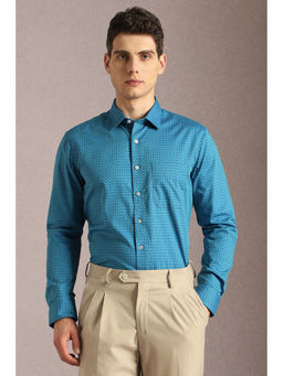 Louis Philippe - Men Blue Checks Full Sleeves Formal Shirt