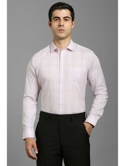 Louis Philippe - Men Pink Checks Full Sleeves Formal Shirt