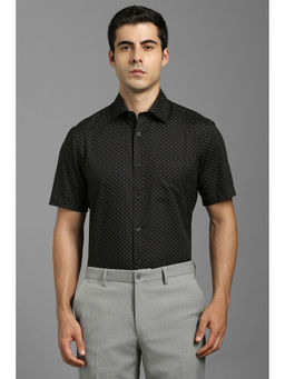 Louis Philippe - Men Black Print Half Sleeves Formal Shirt