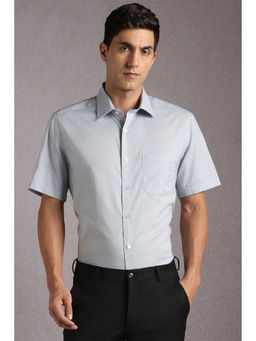 Louis Philippe - Men Light Blue Print Half Sleeves Formal Shirt