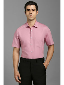 Louis Philippe - Men Pink Textured Half Sleeves Formal Shirt