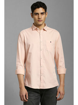Louis Philippe - Men Peach Solid Full Sleeves Casual Shirt