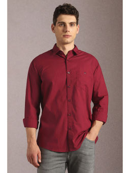 Louis Philippe - Men Maroon Solid Full Sleeves Casual Shirt