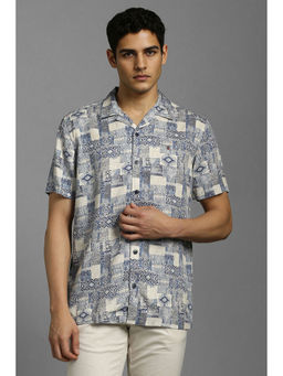 Louis Philippe - Men Grey Print Half Sleeves Casual Shirt
