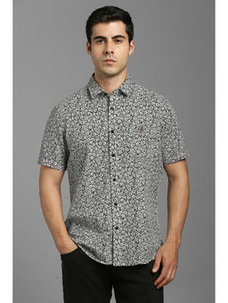 Louis Philippe - Men Black Floral Print Half Sleeves Casual Shirt