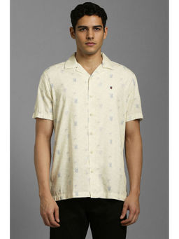 Louis Philippe - Men Light Yellow Print Half Sleeves Casual Shirt