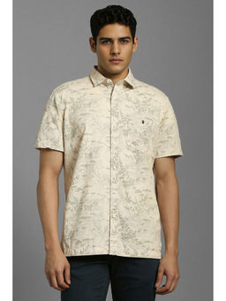Louis Philippe - Men Beige Print Half Sleeves Casual Shirt
