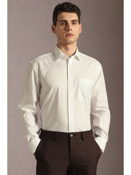 Louis Philippe - Men Off White Textured Full Sleeves Formal Shirt
