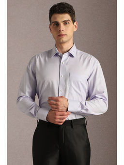 Louis Philippe - Men Lavender Textured Full Sleeves Formal Shirt