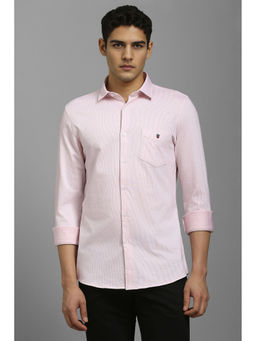 Louis Philippe - Men Pink Stripes Full Sleeves Casual Shirt