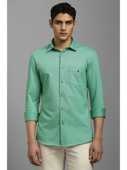 Louis Philippe - Men Green Textured Full Sleeves Casual Shirt