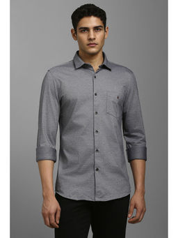 Louis Philippe - Men Grey Textured Full Sleeves Casual Shirt