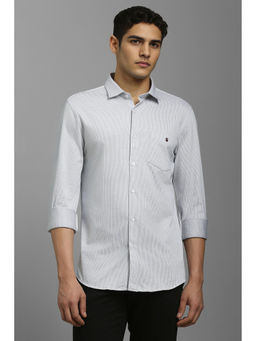 Louis Philippe - Men Grey Textured Full Sleeves Casual Shirt