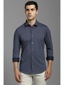 Louis Philippe - Men Navy Blue Print Full Sleeves Casual Shirt