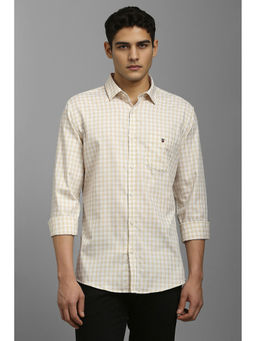 Louis Philippe - Men Yellow Checks Full Sleeves Casual Shirt