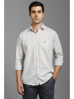 Louis Philippe - Men White Checks Full Sleeves Casual Shirt