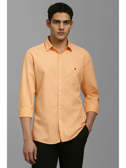 Louis Philippe - Men Orange Textured Full Sleeves Casual Shirt