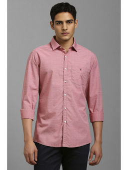 Louis Philippe - Men Pink Textured Full Sleeves Casual Shirt