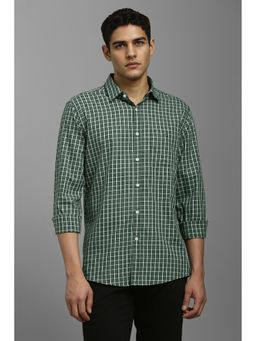 Louis Philippe - Mens Blue Classic Dobby Checks Easy Care Slim fit Casual Shirt