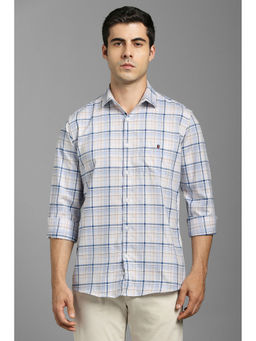 Louis Philippe - Men Light Blue Checks Full Sleeves Casual Shirt