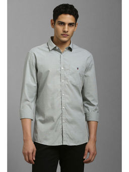 Louis Philippe - Men Grey Textured Full Sleeves Casual Shirt