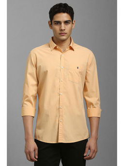 Louis Philippe - Men Peach Textured Full Sleeves Casual Shirt