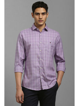 Louis Philippe - Men Purple Checks Full Sleeves Casual Shirt