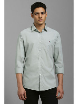 Louis Philippe - Men Sage Green Textured Full Sleeves Casual Shirt