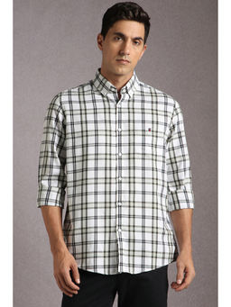 Louis Philippe - Men White Checks Full Sleeves Casual Shirt