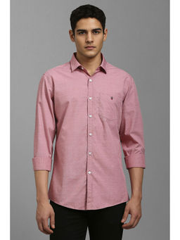 Louis Philippe - Men Pink Textured Full Sleeves Casual Shirt