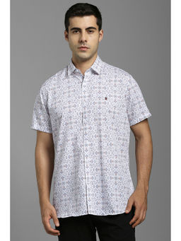 Louis Philippe - Men White Print Half Sleeves Casual Shirt