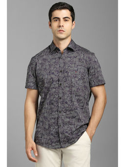 Louis Philippe - Men Purple Print Half Sleeves Casual Shirt