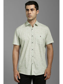 Louis Philippe - Men Green Print Half Sleeves Casual Shirt