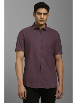 Louis Philippe - Men Purple Solid Half Sleeves Casual Shirt