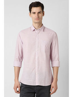 Peter England - Men Pink Print Full Sleeves Casual Shirt
