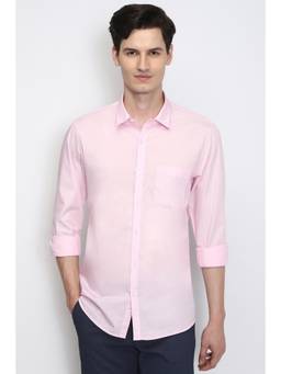 Peter England - Men Pink Slim Fit Solid Full Sleeves Casual Shirt