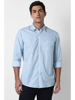 Peter England - Men Light Blue Print Full Sleeves Casual Shirt
