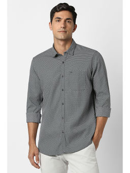 Peter England - Men Grey Print Full Sleeves Casual Shirt