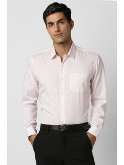 Peter England - Men Light Pink Printed Full Sleeves Formal Shirt