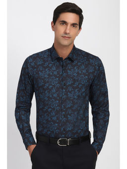 Peter England - Men Navy Blue Full Sleeves Formal Shirt