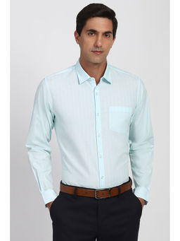 Peter England - Men Light Blue Stripes Full Sleeves Formal Shirt