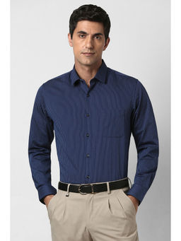 Peter England - Men Navy Blue Full Sleeves Formal Shirt