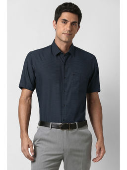 Peter England - Men Navy Blue Half Sleeves Formal Shirt