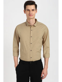 Peter England - Men Beige Full Sleeves Formal Shirt