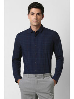 Peter England - Men Navy Blue Full Sleeves Formal Shirt