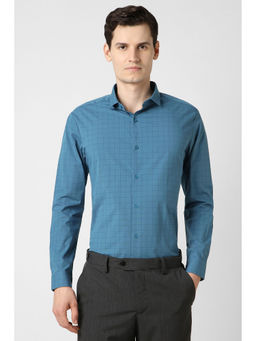 Peter England - Men Blue Full Sleeves Formal Shirt